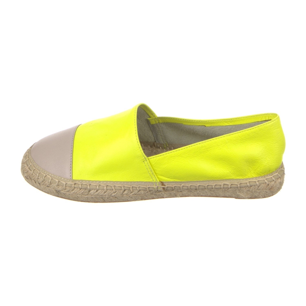 Women's Neon Yellow and Beige Espadrilles